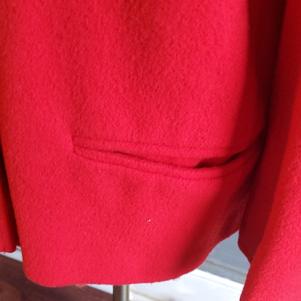 Vtg Coatique Red Wool Women's Pea Coat Jacket - Picture 6 of 13